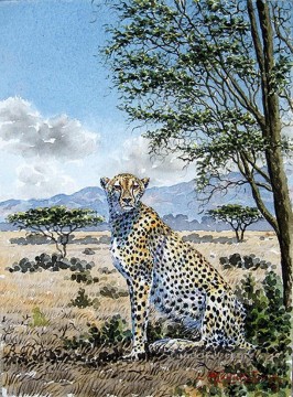 Thiongo guépard sur la panthère de la savane Peinture à l'huile
